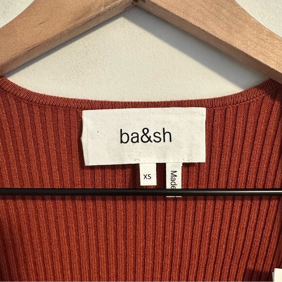 NEW Ba&sh Orange Ribbed Open Lace Front Sweater XS - Picture 12 of 12